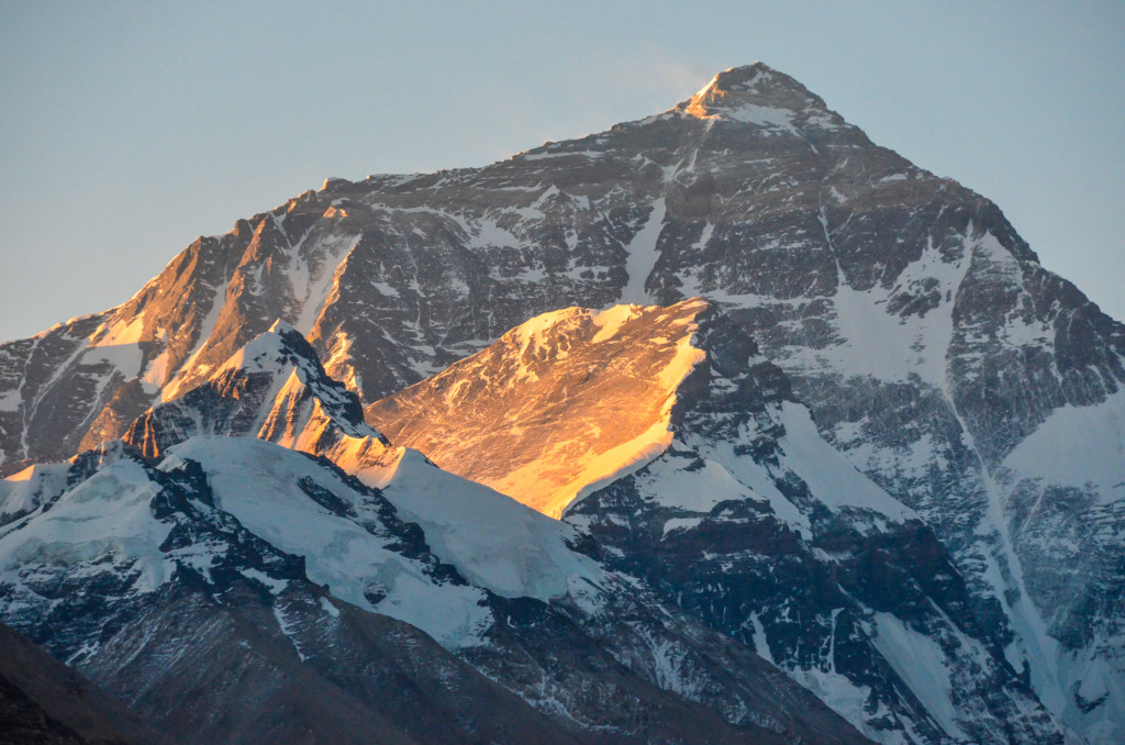 The sun rising on Mt Everest in Tibet