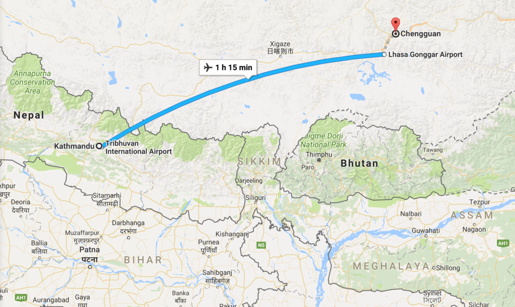 Flight from Kathmandu to Lhasa